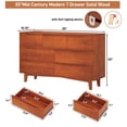 thumbnail image 5 of 55" Solid Wood Dresser with 7 Drawers & Charging Station, Mid Century Modern Chest of Drawers with Grooved Handle for Bedroom, Living Room Hallway, 5 of 10