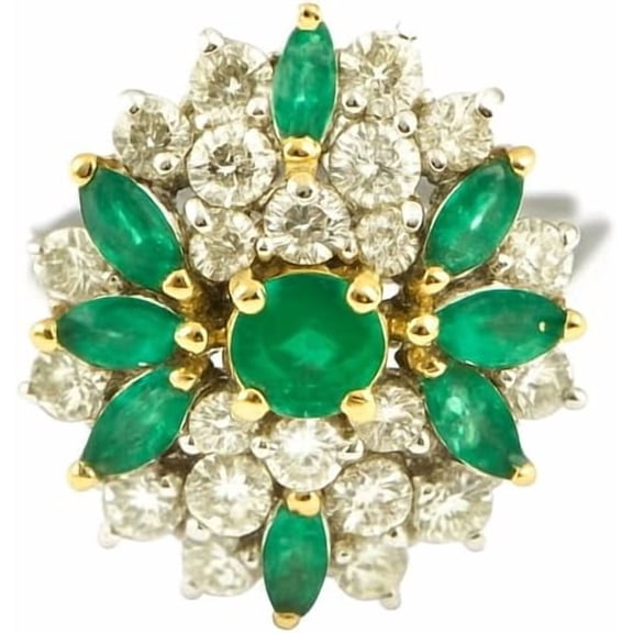 925 Sterling Silver Green Onyx Flower Cluster Ring - Handmade Gemstone Engagement Ring For Women - Promise Wedding Ring