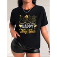 thumbnail image 1 of Camiseta para mujer veranoGraphic Glam, Women's Casual Fashion T-Shirt with New Year Hat & Fireworks Print - Crew Neck, Short Sleeve, Breathable Polyester - Perfect for Spring/SummerFather's Day, Mo, 1 of 8