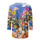 thumbnail image 5 of Camiseta holgada estampada a la moda para mujer, blusa de manga 3/4 de longitud media, Tops informales con cuello redondo Fridja  fjkfkj1409, 5 of 5