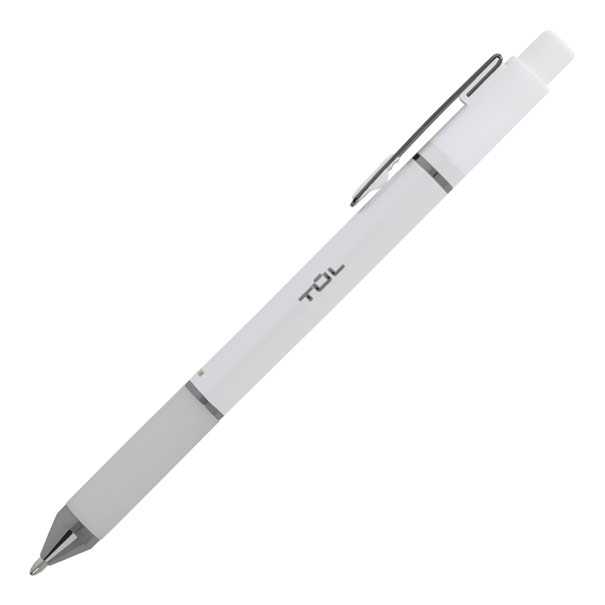 TUL® BP Series Retractable Ballpoint Pens, Medium Point, 1.0 mm, Pearl White Barrel, Blue Ink, Pack Of 12 Pens
