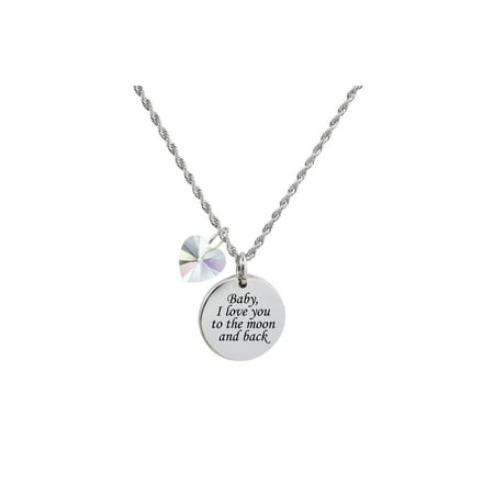 Thick Disc Inspirational Necklace made with Crystals Precision Cut Crystal by Pink Box