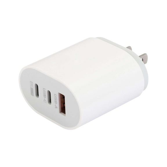3-Port USB C Charger Block 65W, Multi-Port GaN Wall Charger w/ 2X USB C Ports & 1x USB A Port, Fast Charging for MacBook, iPhone 17, iPad Pro, Samsung Galaxy S26, Google Pixel 10, & More, White