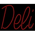 thumbnail image 1 of Cursive Red Deli LED Neon Sign 15 x 19 - inches, Clear Edge Cut Acrylic Backing, with Dimmer - Bright and Premium built indoor LED Neon Sign for restaurant window and interior decor., 1 of 7