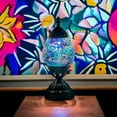 thumbnail image 5 of SILVERFEVER Egg Shaped Mosaic Lamp Turkish Glass Moroccan Lantern Room Decor Night Light for Bedroom, Living Room Dcor w LED Bulb Blue Shades, 5 of 8