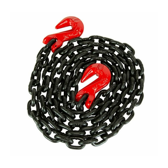1/2 Inch x 10 FT G80 Black Transport Binder Chain with Clevis Grab Hooks - 12,000 lbs Working Load Limit - Heavy Duty Grade 80 Safety Trailer Logging Chain