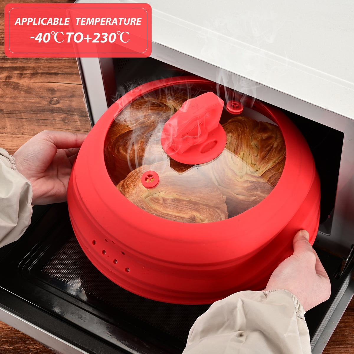 GLOU-GLOU GOOSE GGG Microwave Splatter Silicone Cover Collapsible Steamer,  Vented Multifunction Splash Lid with Glass Dish Bowl Plate for Food Cook