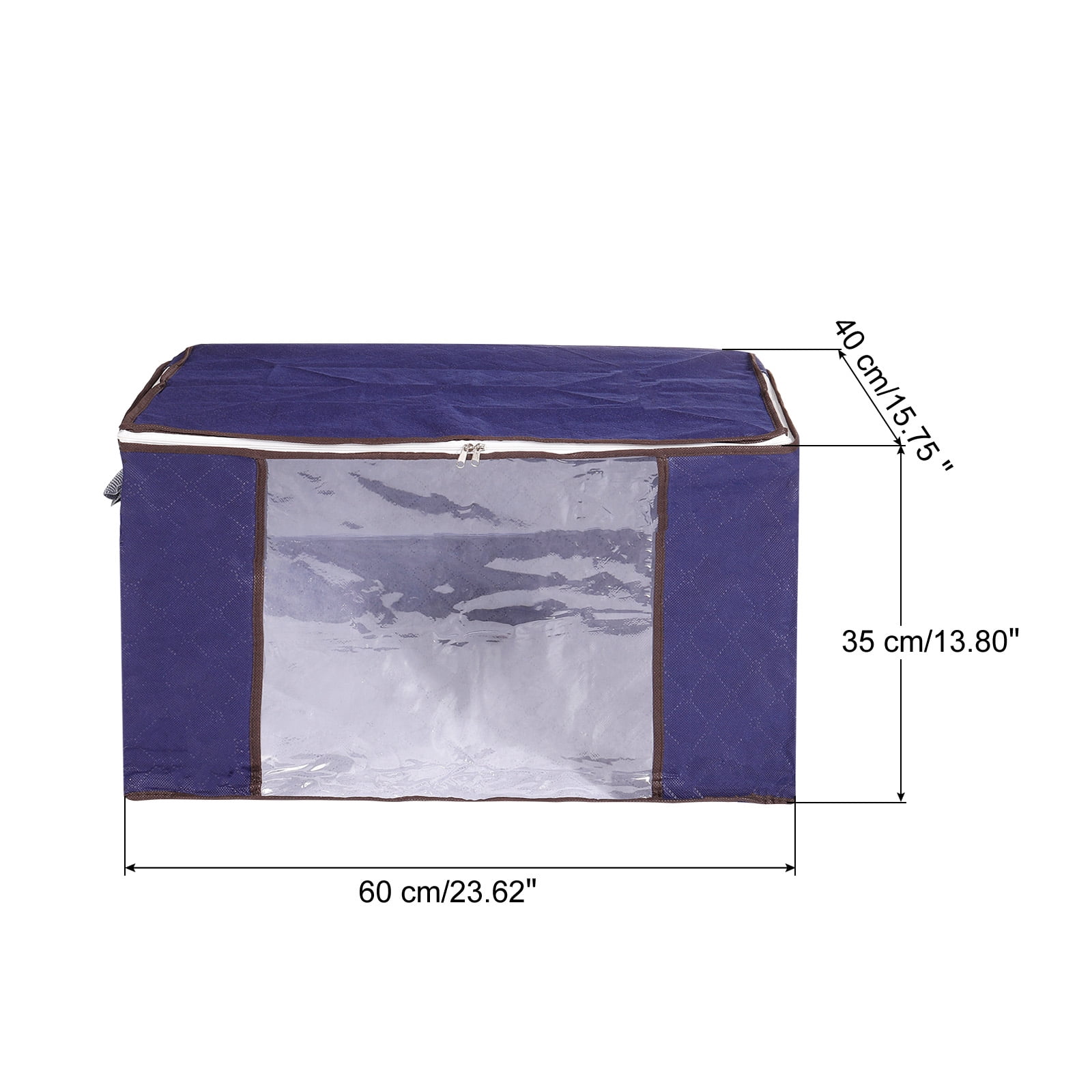 Unique Bargains Clothes Storage Bag Foldable Closet Organizers with Handles Dark Blue