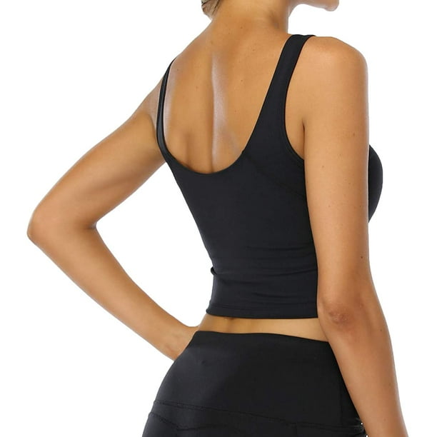 T-Shirt de Sport Femme Top de Yoga Débardeur Sport à Manche Courte en  Maille avec Soutien-Gorge intégré pour Gym Fitness (Noir, S) : :  Mode