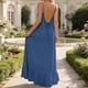 thumbnail image 2 of Mujeres Maxi Vestido de Verano Lino Siente V-Cuello Estilo de Suspensión sin Espalda Ajustable Volantes Doblado, Suelto Vestido Fluido para las Mujeres Playa, 2 of 6