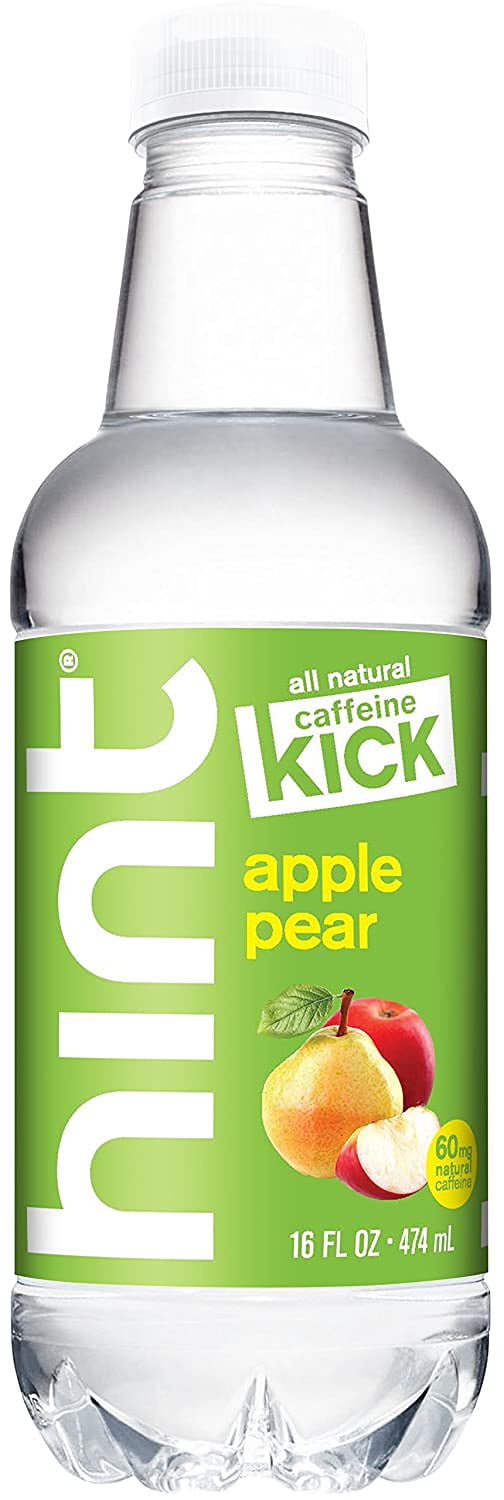 Hint Kick With Caffeine Water, Apple Pear, (Pack of 12) 16 Ounce Bottles, Caffeinated Water, Apple Pear infused, Zero Sugar, Zero Calories, Zero ...