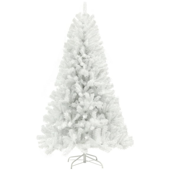 Homcom 9Ft Tall Artificial Christmas Tree,Unlit Xmas Tree with 2132 Branch Tips,Auto Open,Steel Base,Holiday Décor for Home Office,White,White Steel Household Supplies Décor Christmas Trees