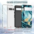thumbnail image 2 of CASEFIV for Google Pixel 7 Pro Case,Marble Pattern Heavy Duty Shockproof Full Body Protective Phone Cover for Women Girls,Blue, 2 of 8