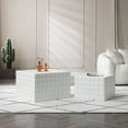 thumbnail image 3 of Nesting Coffee Table Set of 2, Matte White Square Wooden Coffee Tables, Modern Luxury Side Tables Accent End Table for Living Room Apartment, 3 of 7