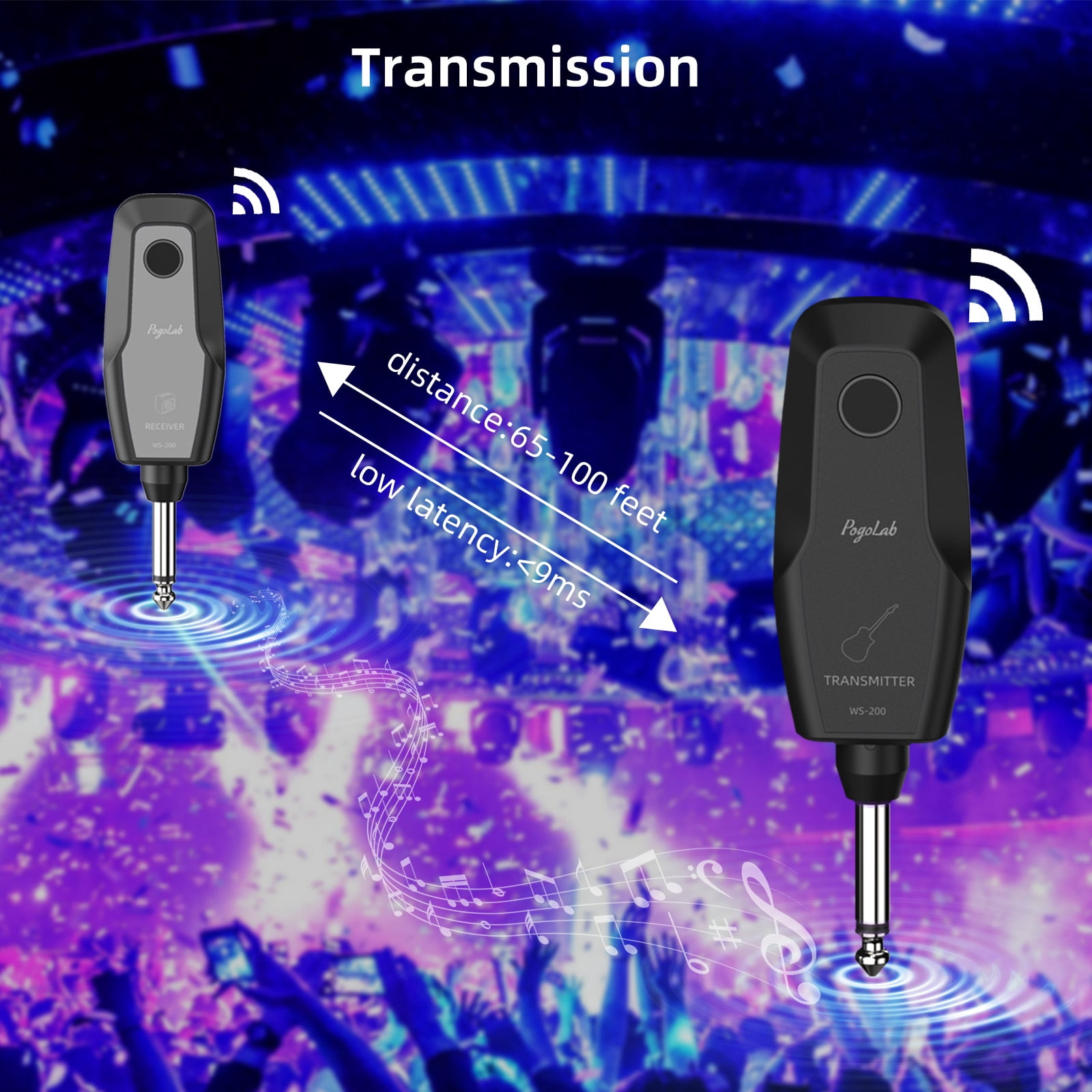 POGOLAB 2.4GHz Wireless Audio System 2.4G Guitar Wireless Transmitter &Receiver