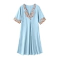 thumbnail image 5 of DHFJKG Nightgowns For Women Silk Satin Sleepwear Short Sleeve V Neck Pajama Lace Trim Soft Mini Sleep Dress Summer Lightweight Stylish Home Clothes, 5 of 5