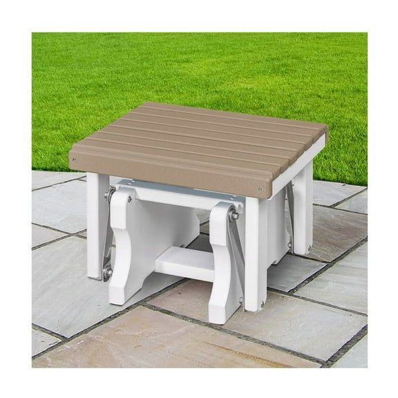 Gliding Ottoman - Weatherwood & White - Durable Plastic - Stainless Steel Hardware