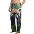 thumbnail image 2 of Yiaed Forest Plant Raccoon Print Men's Lounge Pants, Loose PJ Bottoms, Long Pajama Pants for Men-Large, 2 of 5
