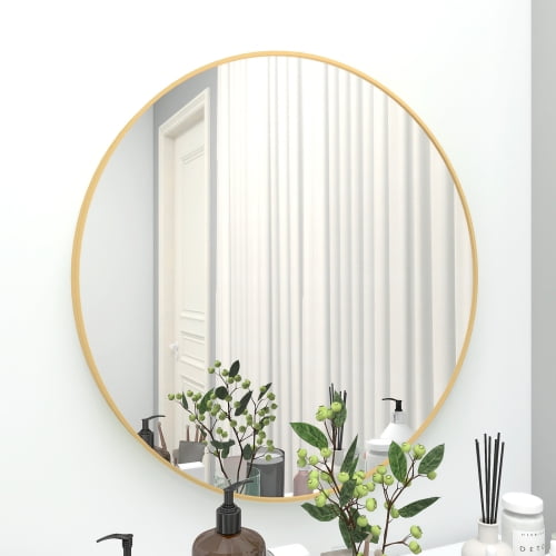 28 Wall Circle Mirror Large Round Gold Farmhouse Circular Mirror For Wall Decor Big Bathroom Make Up Vanity Mirror Entryway Mirror Walmart Com Walmart Com