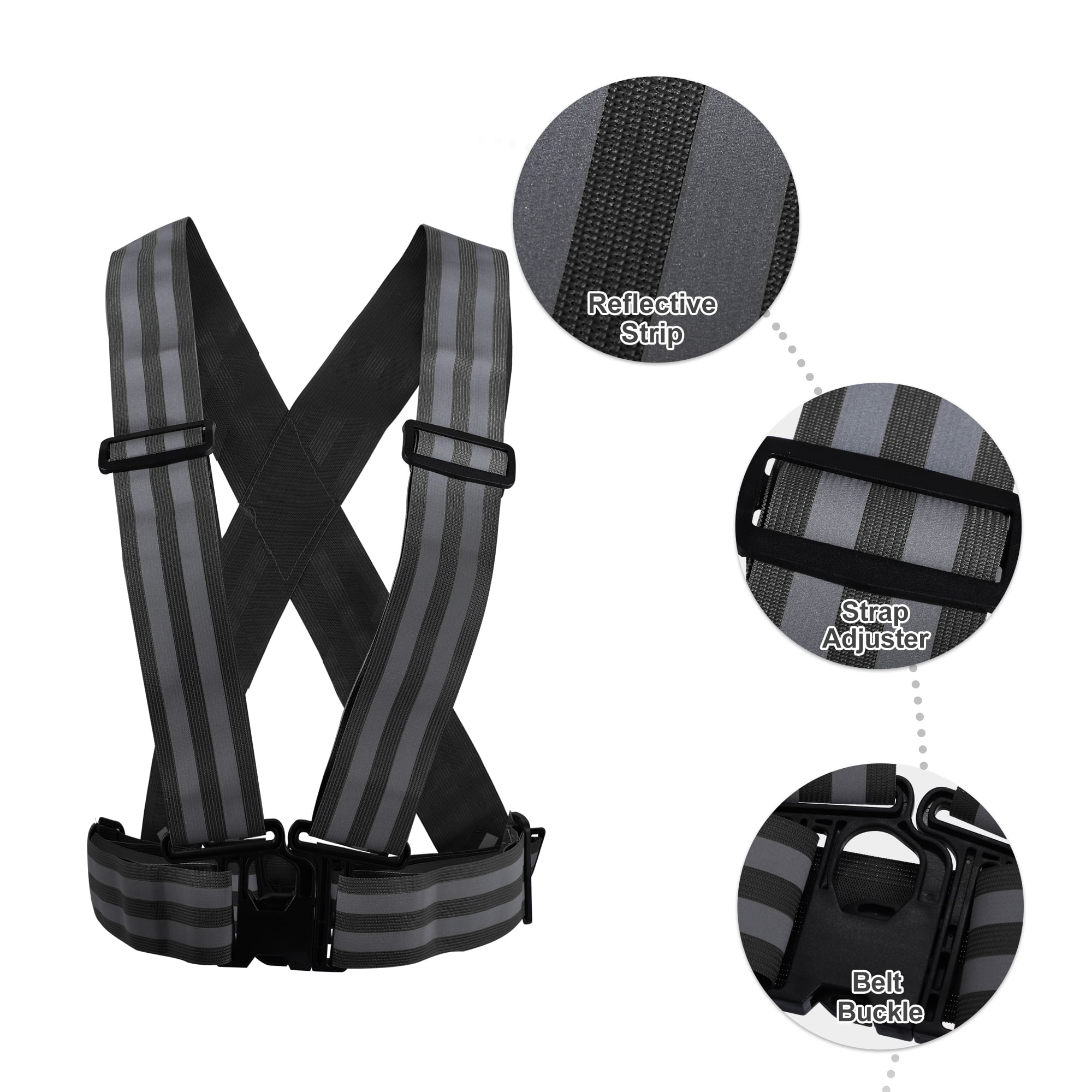 Unique Bargains High Visibility Safety Walking Cycling Reflective Vest Black