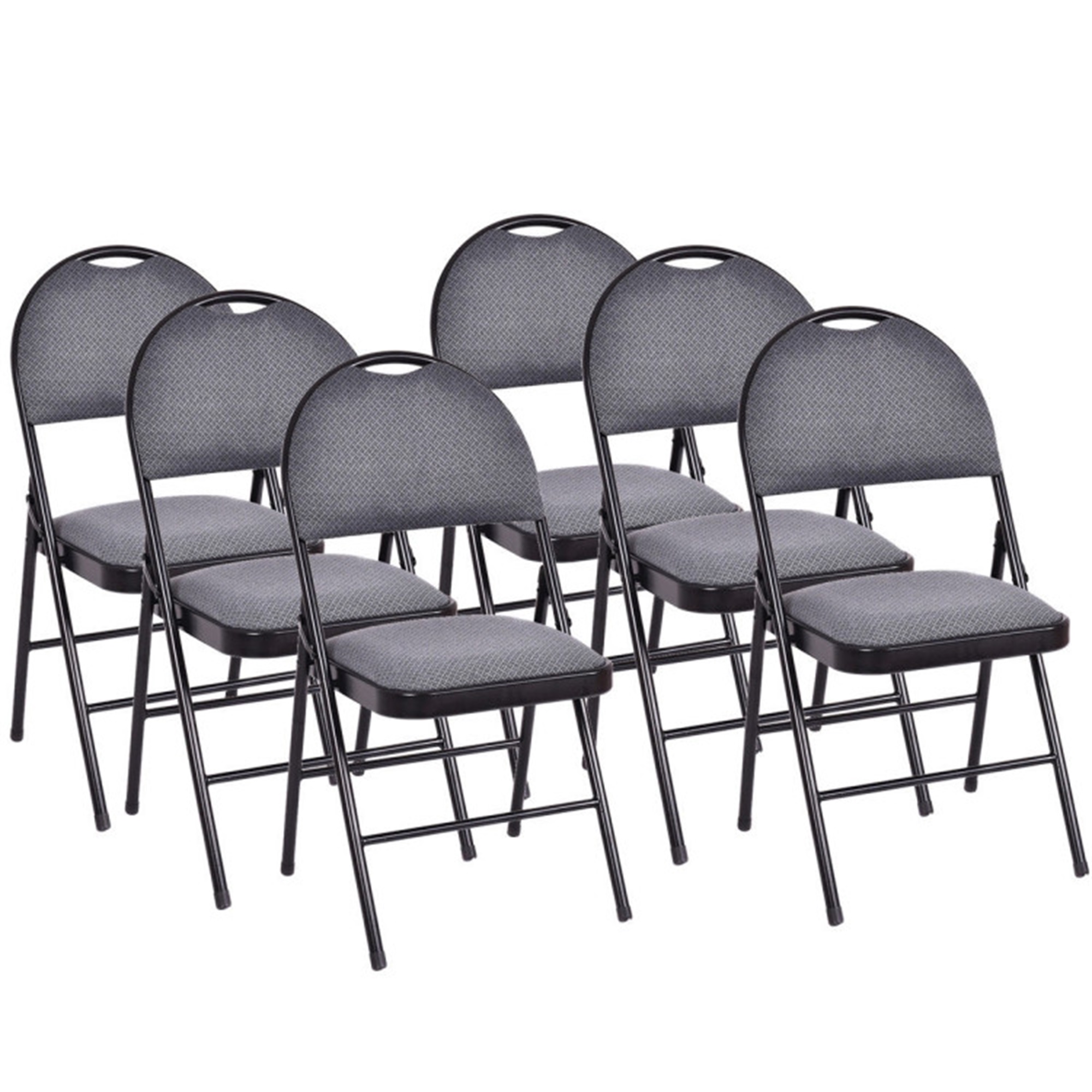 Demi Bonn 6 Pack Folding Chairs Portable Padded Office Kitchen Dining Chairs, Black