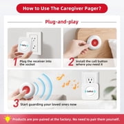 CallToU Wireless Caregiver Pager Call Button Call Bell Medical Alert System for Seniors Patient Elderly at Home 2 Waterproof Transmitters 3 Receivers