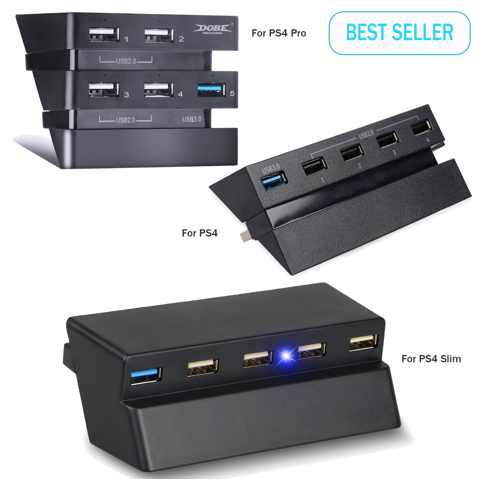 5 Port Hub For Ps4 Ps4 Slim Ps4 Pro Usb 3 0 2 0 High Speed