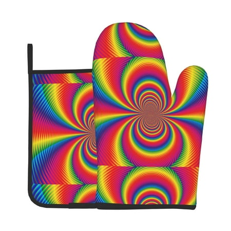 

Oven Gloves Hot Pads For Kitchen Decor Images-Rainbow-Free Heat Resistant 2pcs For Cooking Baking Bbq