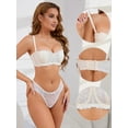 thumbnail image 3 of Unique Bargains Women's Adjustable Straps Lace Underwired Padded Tube Bras C 34 Beige, 3 of 6