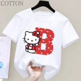 thumbnail image 4 of Camiseta de manga corta de algodón para niños con letras de la A a la Z de Hello Kitty Anime, camiseta suave de Sanrio Summer Girly Heart, regalo de cumpleaños kawaii, 4 of 5