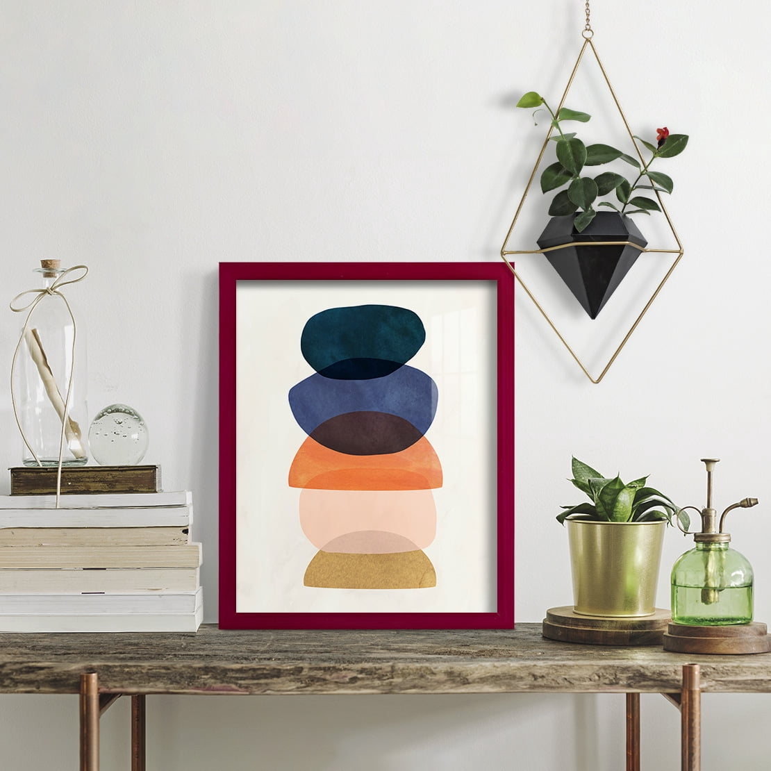 Mod Pods I -Framed Print w/glass-Cherry Red