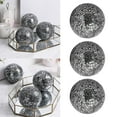 thumbnail image 3 of Juego de 3 esferas decorativas de cristal espejado de 10 cm / 4 pulgadas de diámetro - Juego de esferas para el hogar Negro plata, 3 of 9