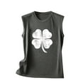 thumbnail image 2 of Gibobby Camiseta con estampado del Día de San Patricio para mujer, camiseta sin mangas con cuello redondo, camiseta elegante, camiseta, blusa, camisetas sin mangas informales(Gris oscuro,XG), 2 of 5