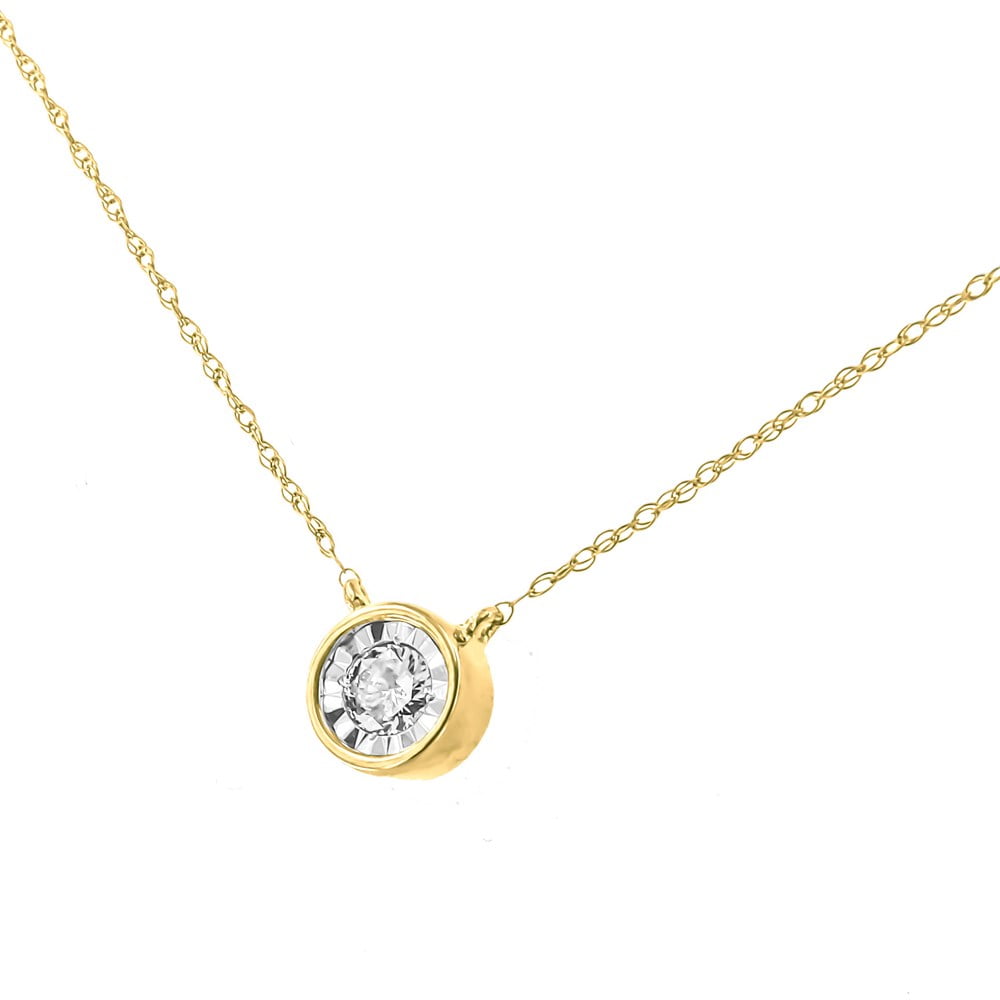 10K Yellow Gold 1/4 Cttw Round Brilliant-Cut Diamond Modern Bezel