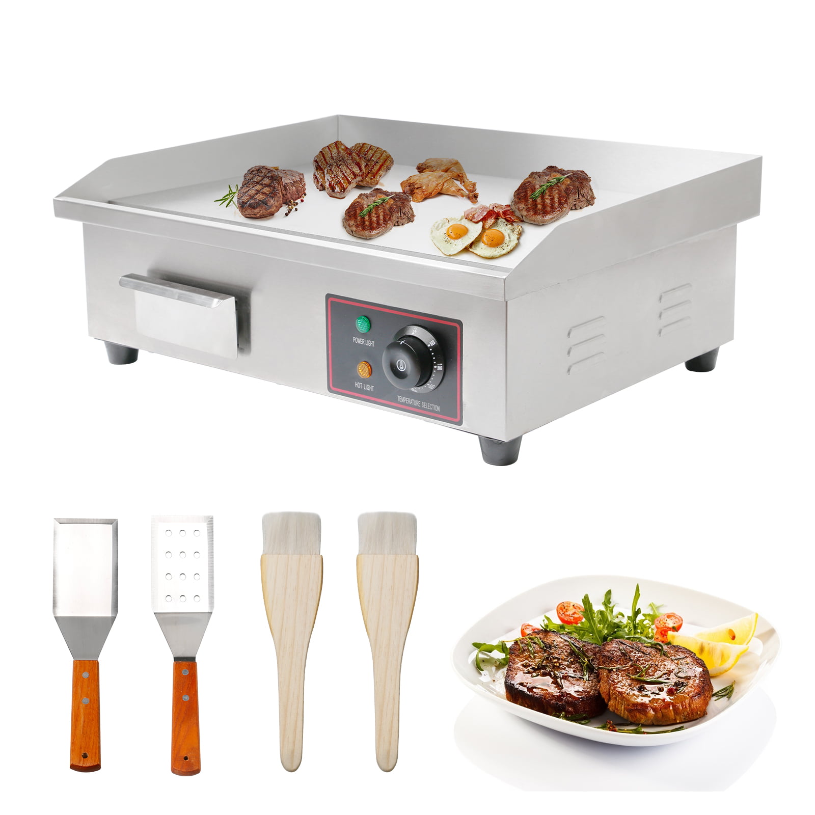 4400W Heavy Duty Restaurant Tabletop Flat Top BBQ Grill Machine Stainless Griller Equipment Kitchen Hotplate with Adjustable Temperature Control Commercial Electric Countertop Griddle 