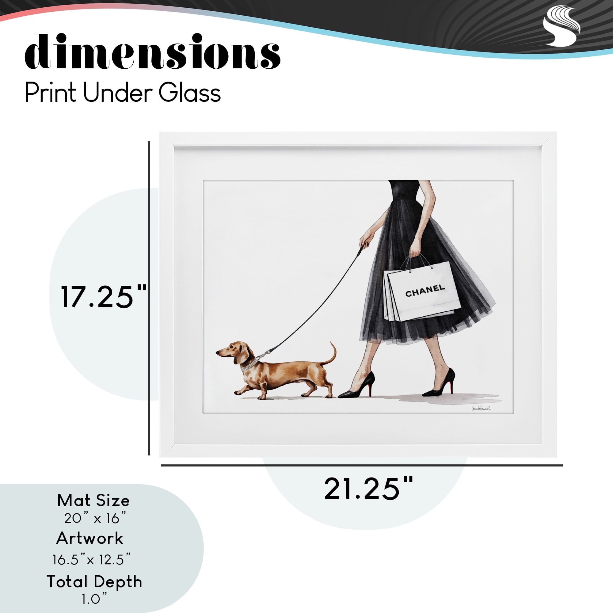 Stupell Industries Glam Dog Walking White Framed Print Under Glass, design by Amanda Greenwood