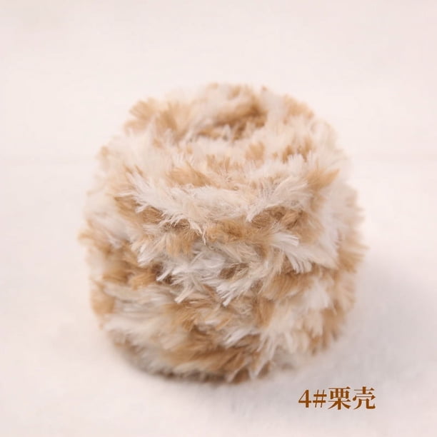 Zhuge Hilo de chenilla grueso para tejer voluminosos y esponjosos, hilo de chenilla, hilo de felpa suave, 100 g, beige