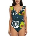 thumbnail image 2 of Goofa Avocado in Space1 Print Women's Ruffled One Piece Swimsuit V Neck, 2 of 7
