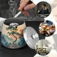thumbnail image 4 of Yayeee Ashtray with Lid for Cigarette Smokeless Stainless Steel Home Ash Holder, Pine Tree at Dawn, 4 of 7
