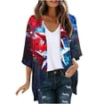 thumbnail image 3 of UVEASISHA American Flag Cardigan Women 4th of July Plus Size Cardigans 3/4 Sleeve Casual Open Front Kimono Jacket Summer Flowy Beach Coverups Multicolor 5XL, 3 of 5