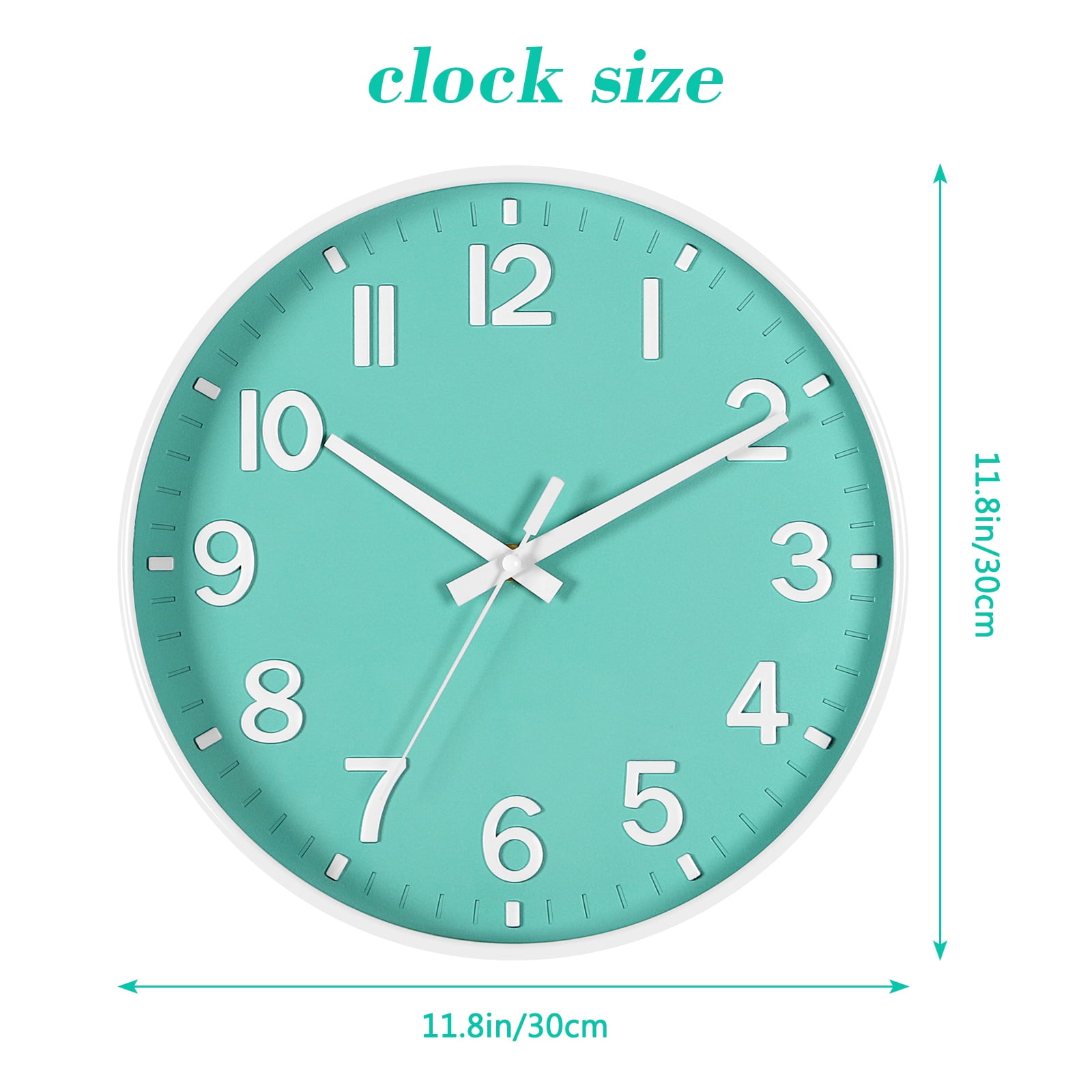 Wall clock Plastic Silent Suitable for decoration 12in blue