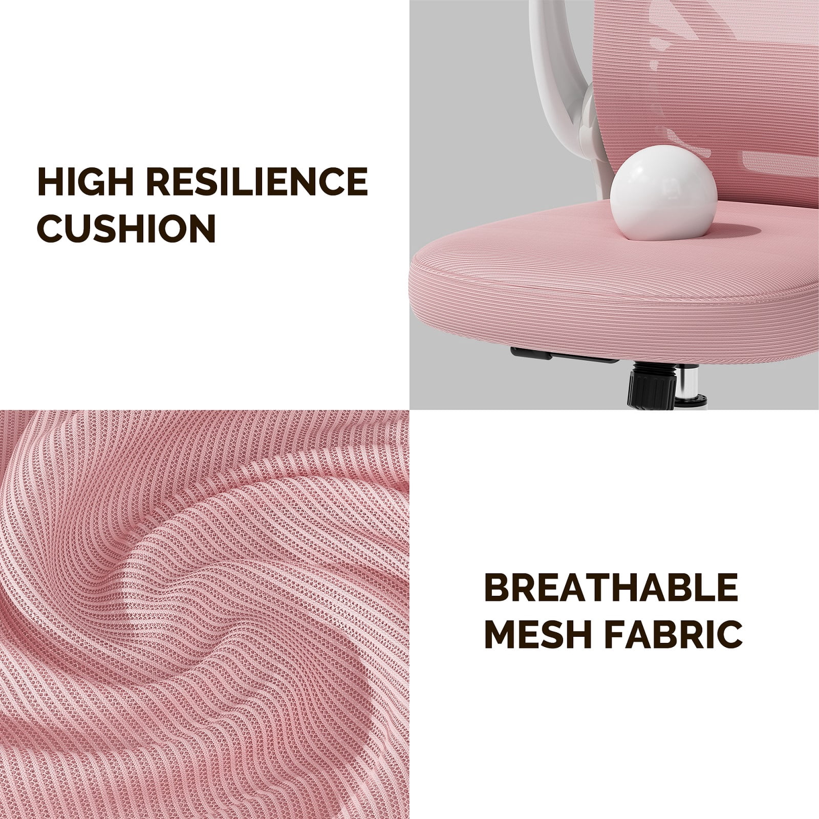 iooHug Ergonomic Mesh Office Chair, Computer Desk Chair with Adjustable Lumbar Support and 3D Armrests, Swivel Task Chair for Home Office, Pink
