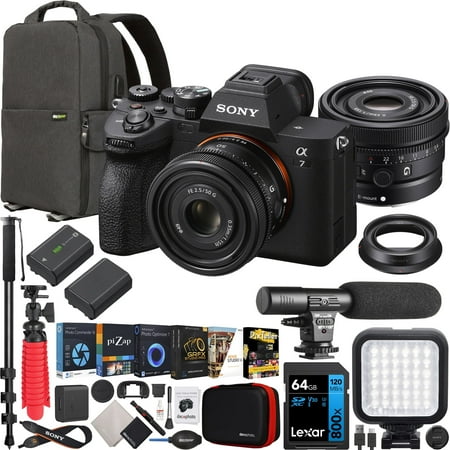 Sony a7 IV Full Frame Mirrorless Camera w/ FE 50mm F2.5 G Ultra Compact Lens ILCE-7M4/B + SEL50F25G Bundle + Deco Gear Photography Bag + Monopod +Extra Battery & Accessories |Official Sony Partner|