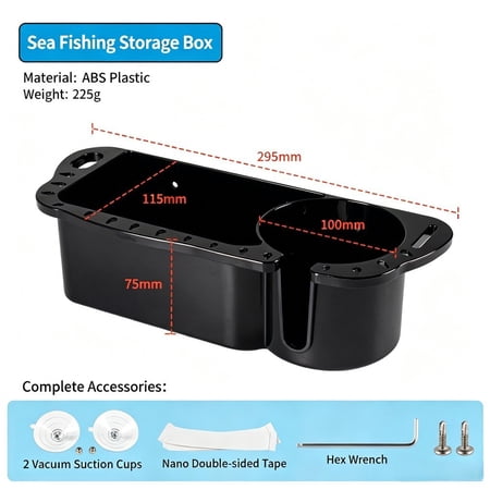 Baguer Abs Fishing Tackle Storage Box for Boat Yacht With Drain Holes and Mounting