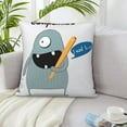 thumbnail image 5 of LNWH Decorative Pillow Covers, Cartoon Devil Monster Square Sofa Decorative Knit Pillow Case, 20"x20", 5 of 8
