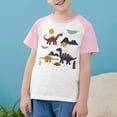 thumbnail image 2 of Virmaxy Toddler Boys Girls Kawaii Dinosaur Print T-Shirt Children'S Trendy Plunger Short Sleeve Blouses 2025 Summer Lightweight Loose Fit Crewneck Blouses Tops Pink-1 13 Years, 2 of 8