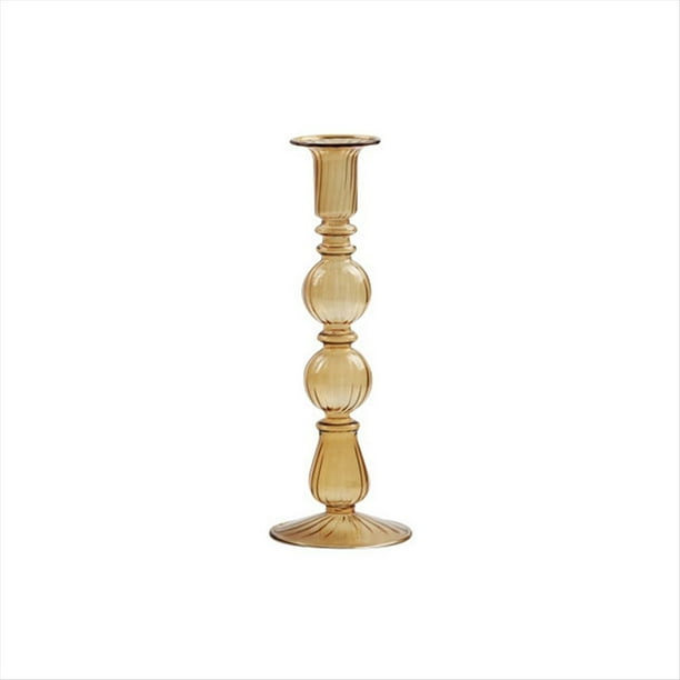 Romántico Vidrio Vela Titular de la Vendimia Vidrio Candelabro Hidropónico Transparente Florero Estilo Europeo Regalo Marrón Transparente