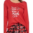 thumbnail image 4 of Casual Nights Women's Jersey Knit Long-Sleeve Top and Mircro Fleece Bottom Pajama Set - #1 Red Buffalo Snowflake, 4 of 4