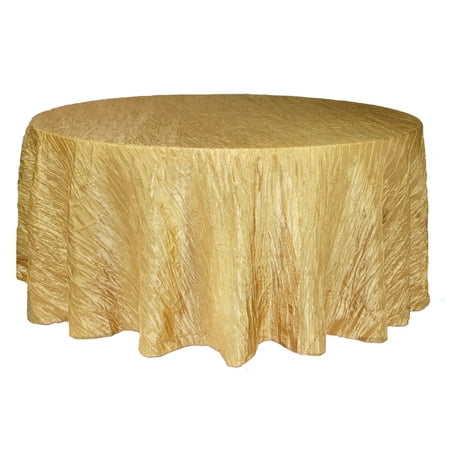 

Your Chair Covers - 132 Inch Round Crinkle Taffeta Tablecloth Gold