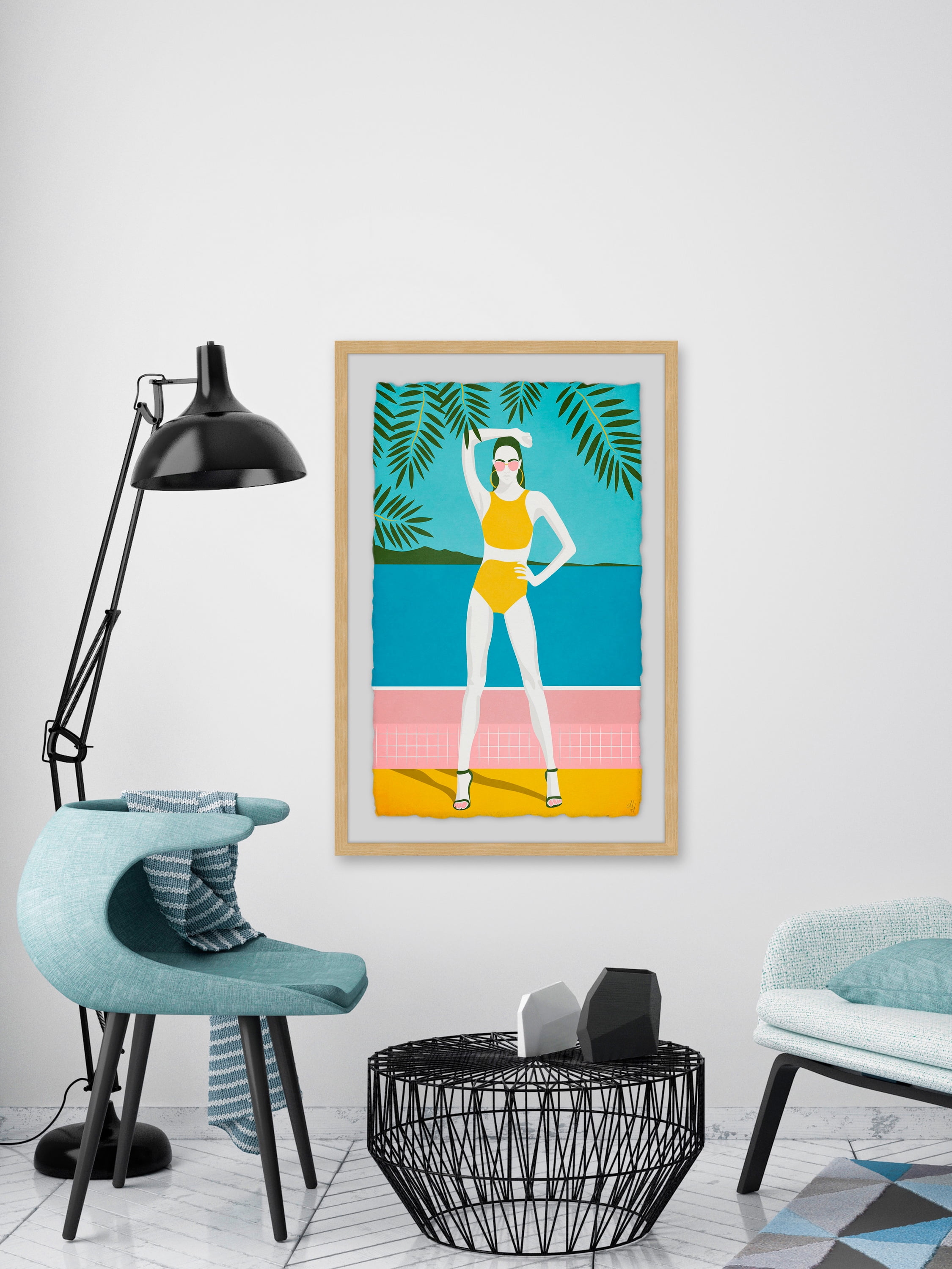 Yellow Bikini Framed Painting Print